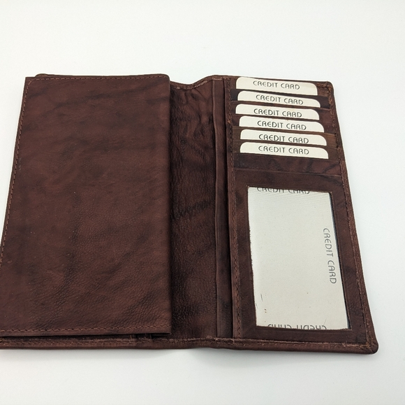 Vintage Leather Long Wallet Bifold Brown  Lords Handcrafted India Checkbook - Picture 2 of 8